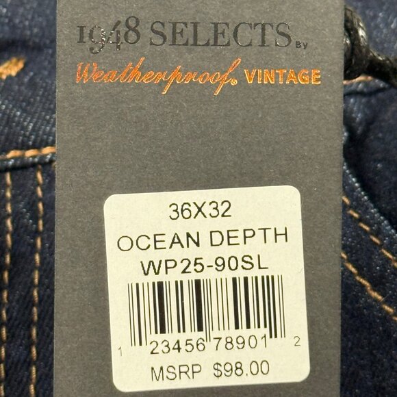 Weatherproof Vintage Men's Cyclone Slim Fit Ocean Depth Blue Denim Jeans 36x32 N - Picture 6 of 12